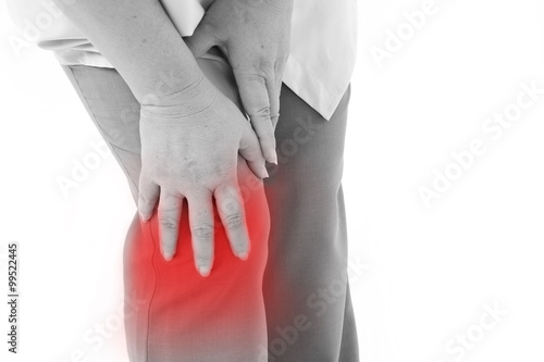 middle aged woman suffering from knee pain, joint injury or arth © 9nong