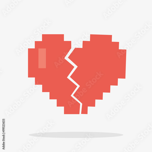 8 Bit Broken Heart Icon in Vector