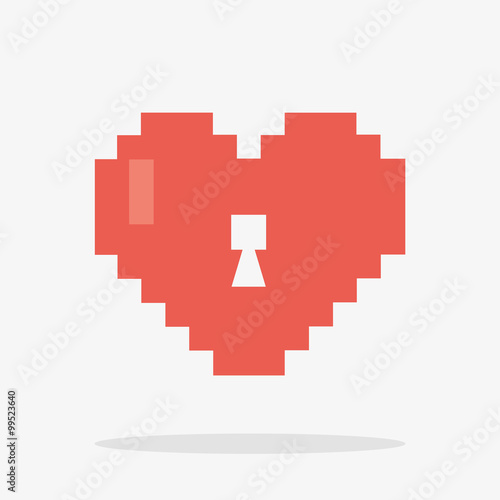 8 Bit Heart Lock Icon in Vector