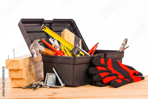 Obraz na płótnie wood mounting tools on table