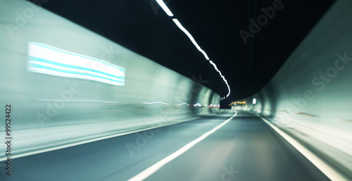abstract tunnel motion blur background with lights