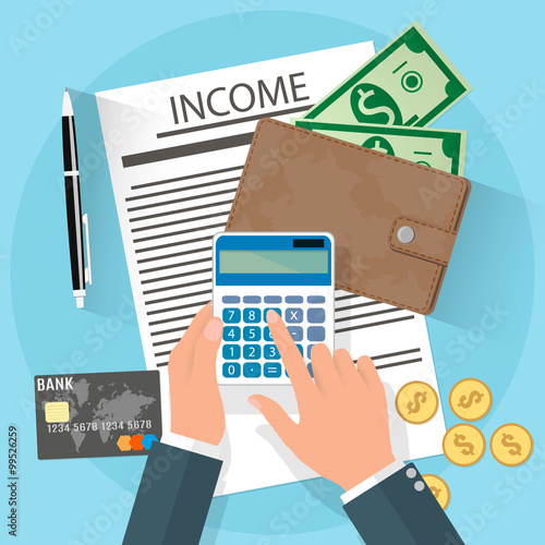 income concept, hands with calculator