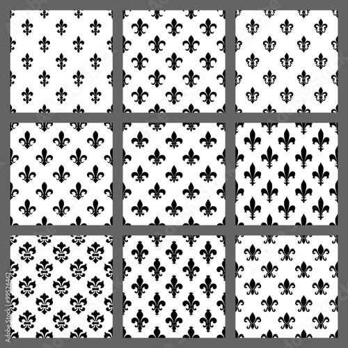 Fleur de lis seamless patterns set