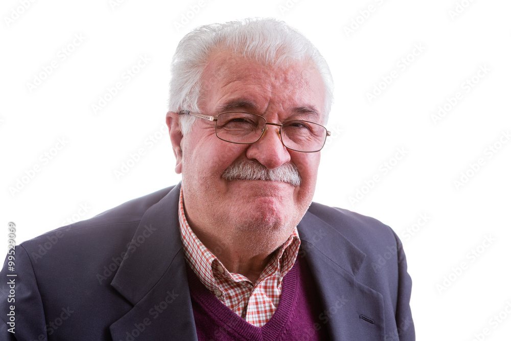 Dissatisfied senior man grimacing Dissatisfied senior man grimacing