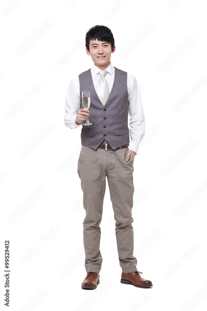 Confident young man with champagne Confident young man with champagne