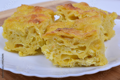 Traditional bulgarian food banitsa stuffed with cheese photo