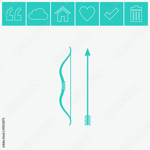 Bow and arrow vector icon.