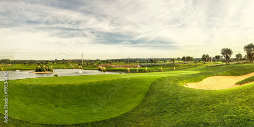 Canvas Print golf field landscape panorama