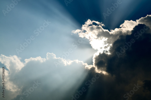 Wallpaper Mural Sunbeam through the black stormy cloud Torontodigital.ca