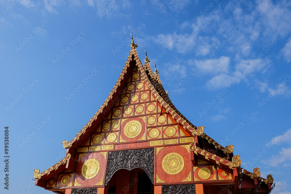 Thai Temple in Chiangrai, Thailand / Thai Temple with blue sky in Chiangrai, Thailand