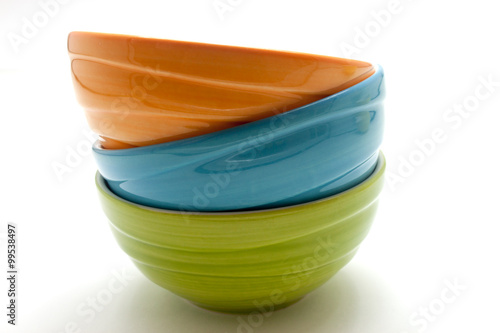 Small colorful ceramic bowl isolated over the white background