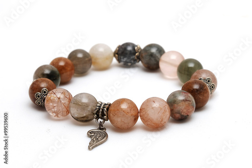 bracelet mix lucky stone with white isolate background