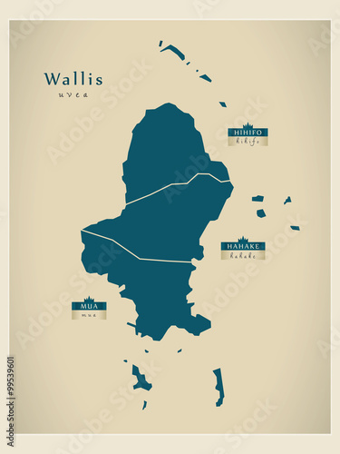 Modern Map - Wallis with territory names WF
