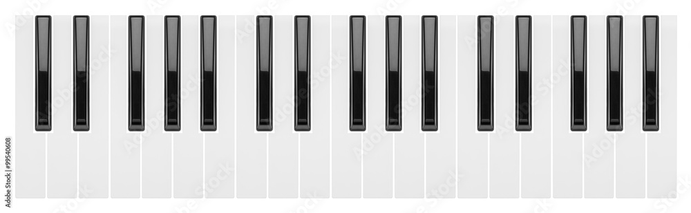 fragment of a piano keyboard isolated on white background fragment of a piano keyboard isolated on white background