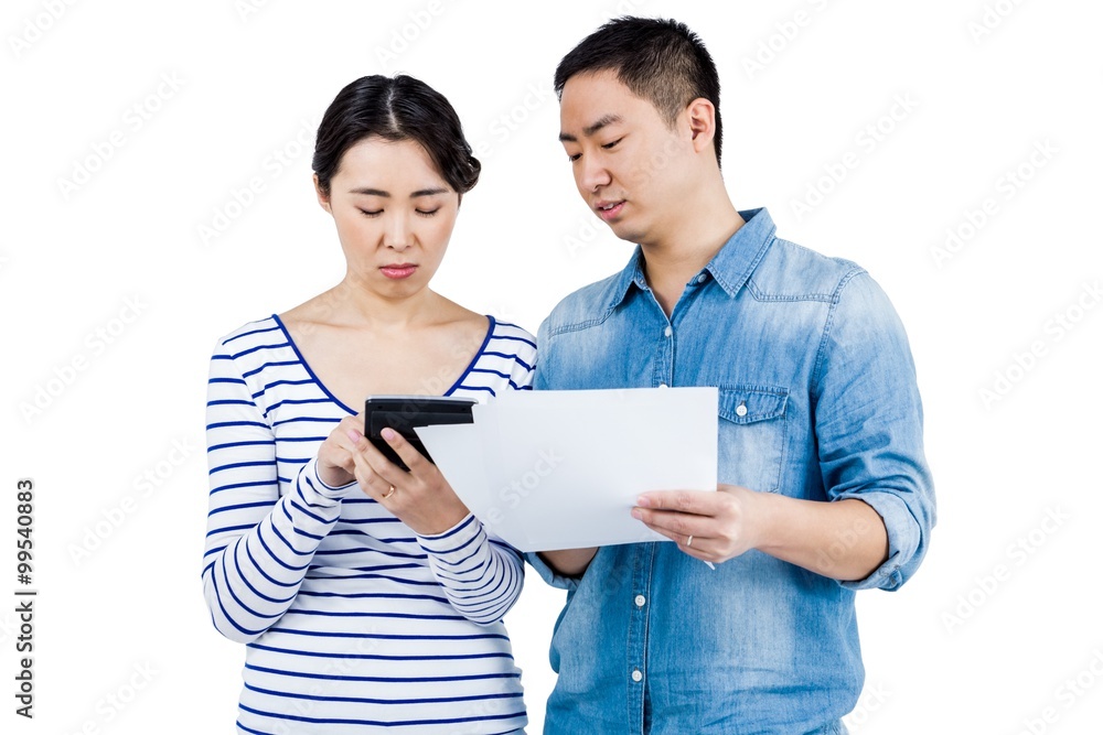 Concentrated couple discussing Concentrated couple discussing