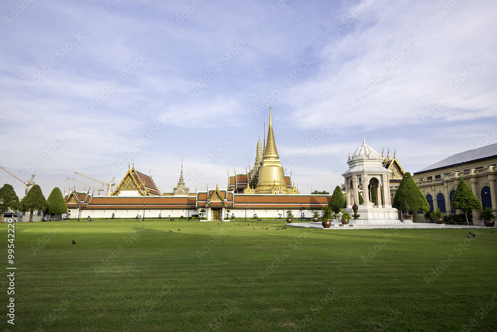 Temple of the Emerald Buddha with grasses field