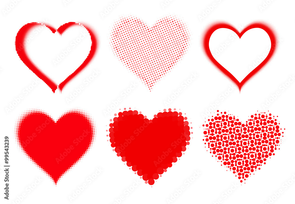 set of halftone hearts on white. vector set of halftone hearts on white. vector