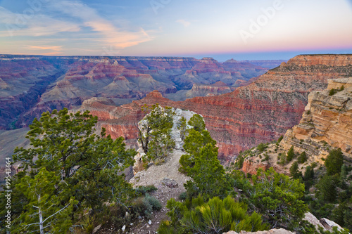 overlooking the grand canyon landscape near sunset