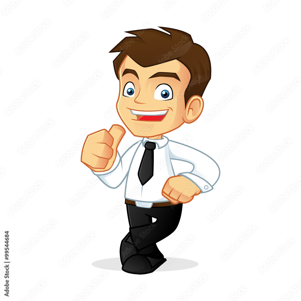 Businessman leaning and giving thumb up Businessman leaning and giving thumb up