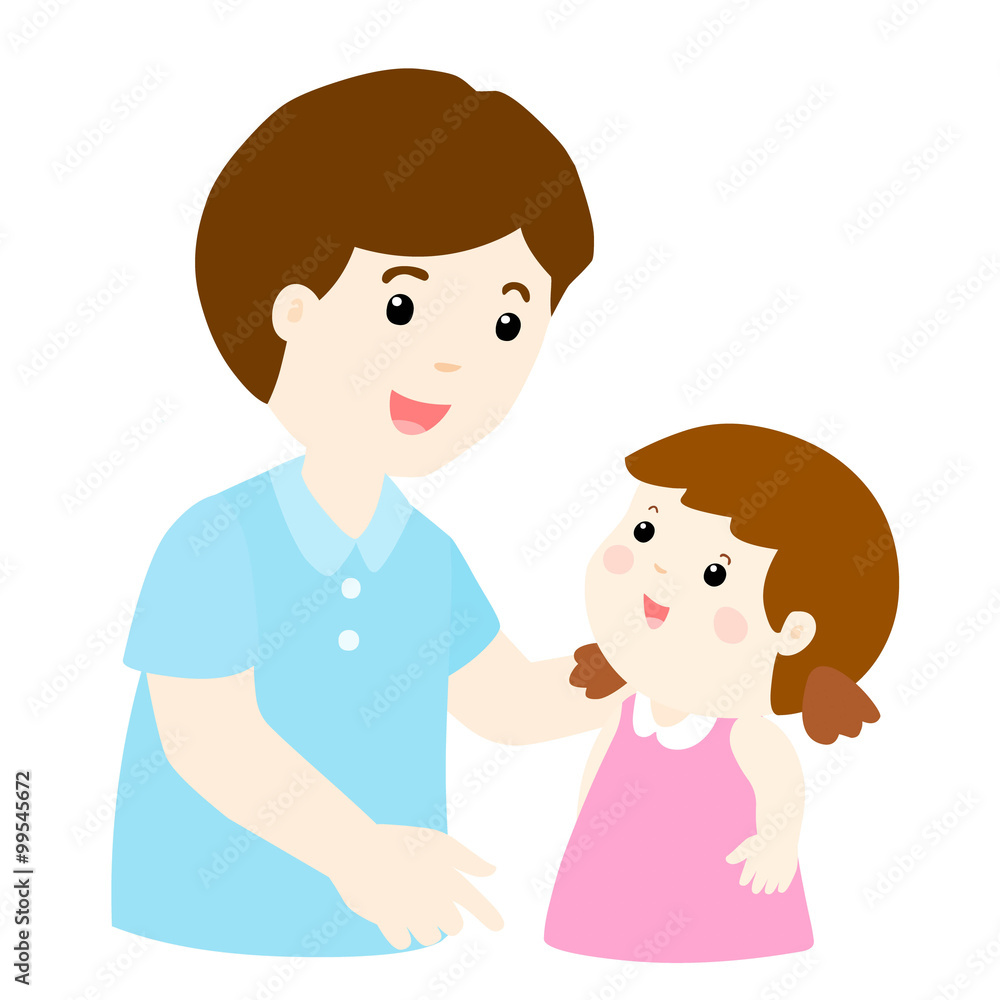 dad talk to his daughter gently cartoon vector Stock Vector | Adobe Stock
