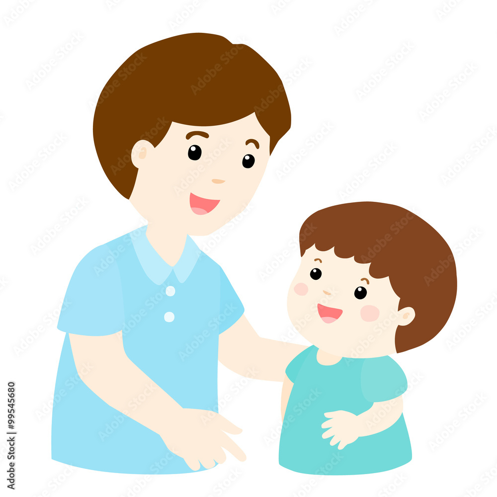 dad talk to his son gently cartoon vector dad talk to his son gently cartoon vector
