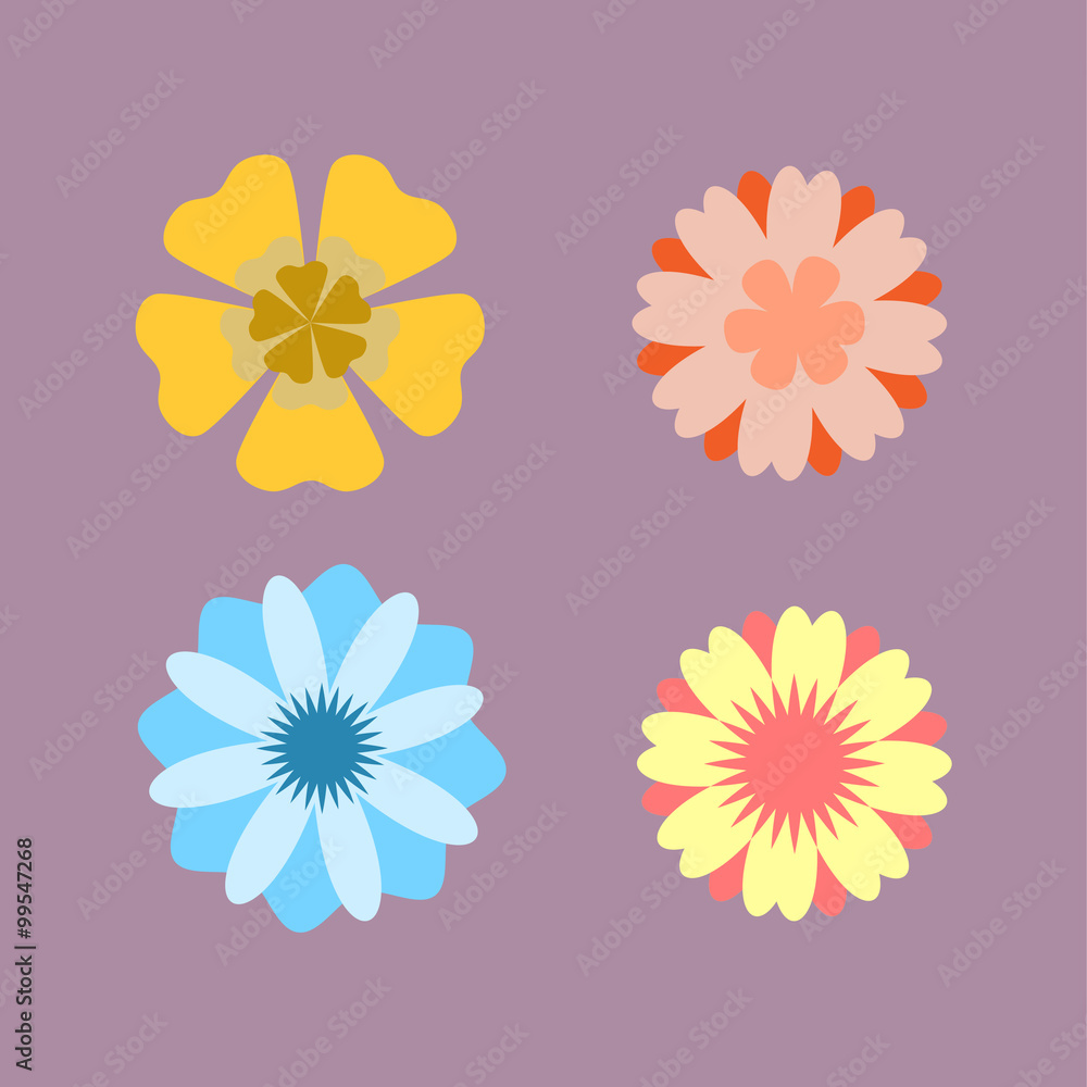 Vector flowers icons isolated Vector flowers icons isolated
