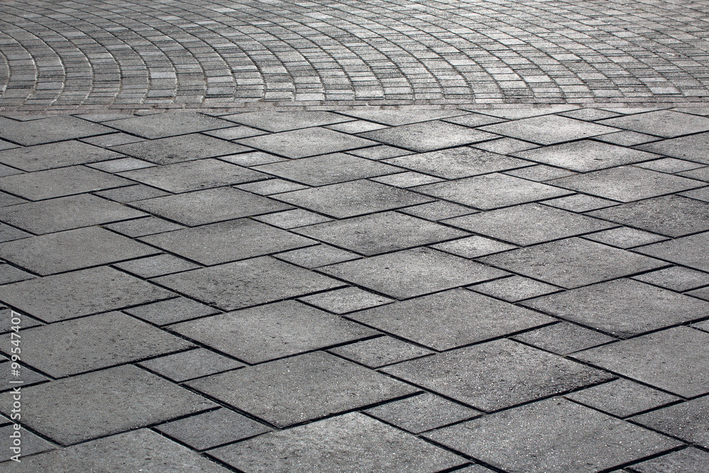 Sidewalk made of gray blocks, background