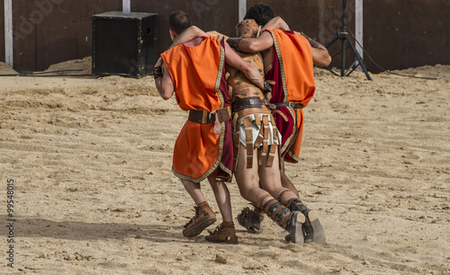 gladiator fights in the arena of the Roman circus, representatio