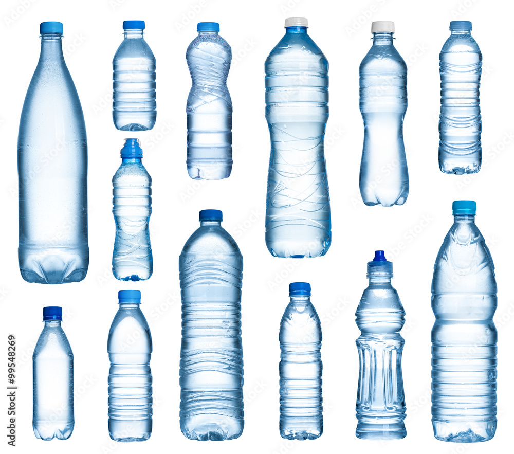 Plastic water bottles set isolated on white background Plastic water bottles set isolated on white background
