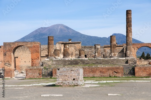 Ancient ruins of city Pompeii and volcano Vesuvius in Italy