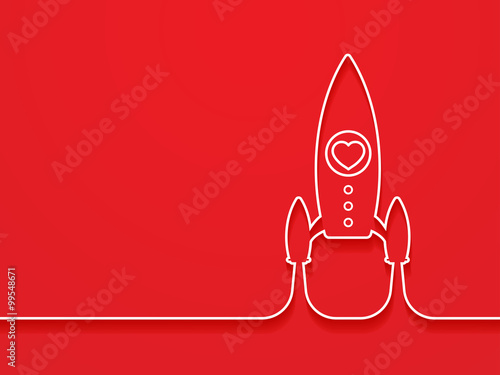 Valentine concept, Rocket , transportation vehicles, Flat style vector