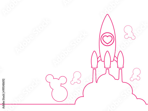 Valentine concept, Rocket , transportation vehicles, Flat style vector