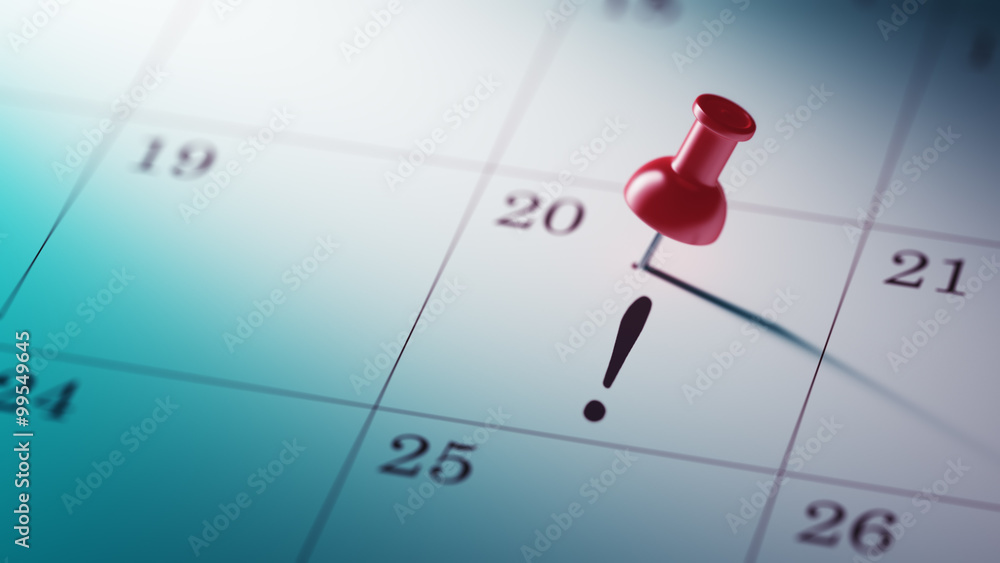 Concept image of a Calendar with a red push pin. Closeup shot of Concept image of a Calendar with a red push pin. Closeup shot of