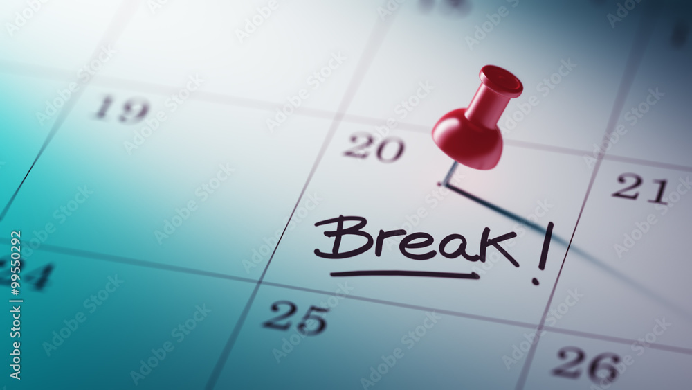 Concept image of a Calendar with a red push pin. Closeup shot of Concept image of a Calendar with a red push pin. Closeup shot of