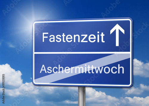 Fastenzeit Aschermittwoch Schild 