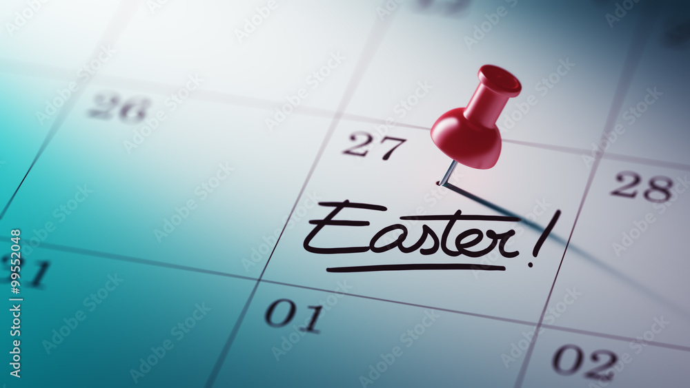Concept image of a Calendar with a red push pin. Closeup shot of Concept image of a Calendar with a red push pin. Closeup shot of