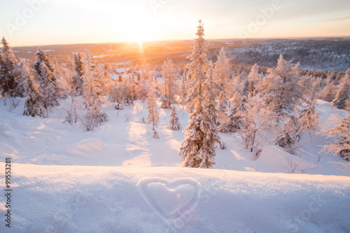 Wallpaper Mural Heart shape on snow before sunrise. Torontodigital.ca