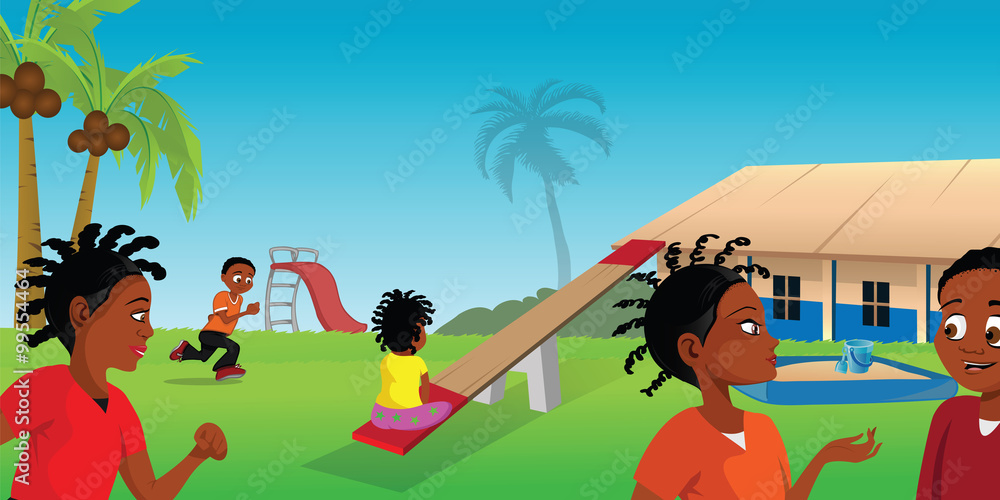 Fototapeta premium Cartoon illustration of an Africa playground
