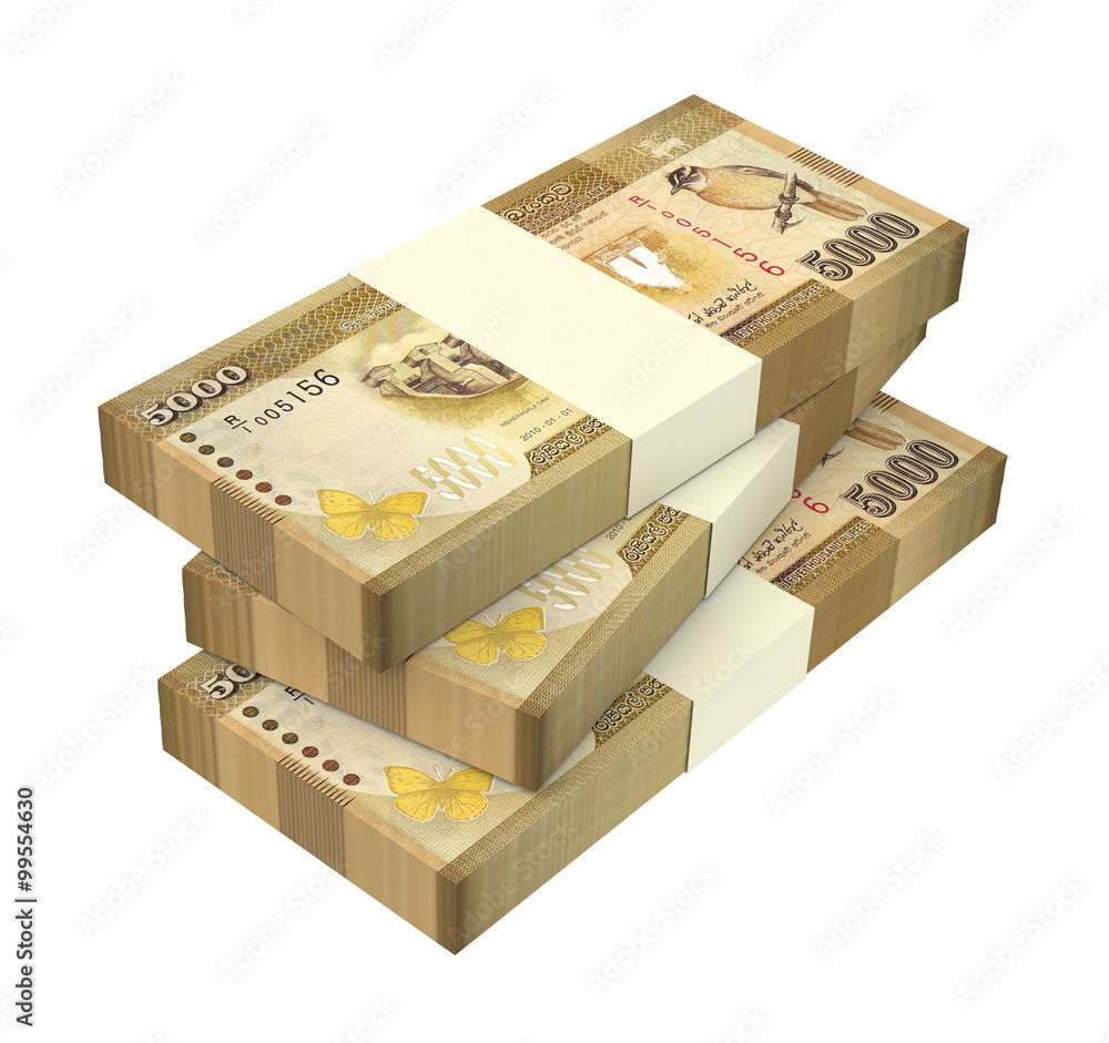 Sri Lankan bills isolated on white background. Computer generated 3D photo rendering. Sri Lankan bills isolated on white background. Computer generated 3D photo rendering.