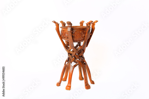 Kazakh national instrument dombra and taikazan on white background photo