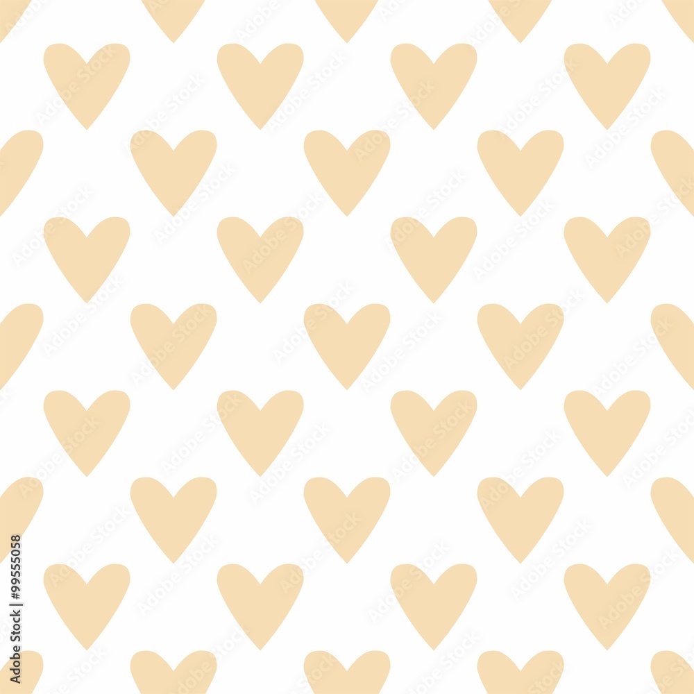 Tile vector pastel pattern with hearts on white background