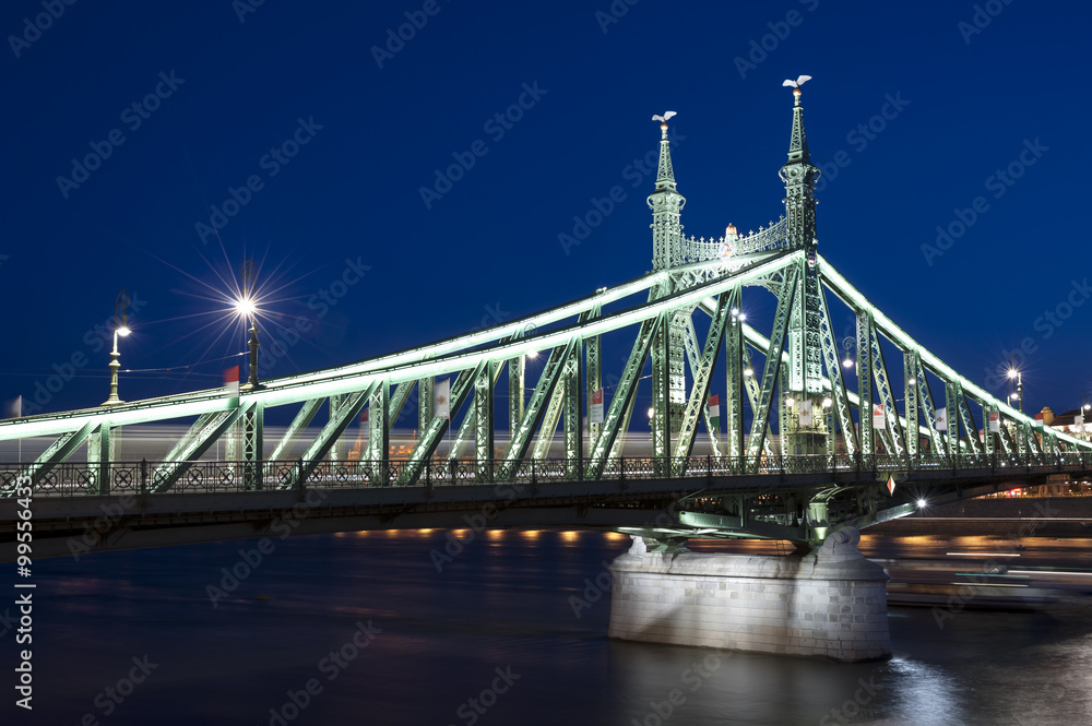 Obraz premium Budapest Liberty Bridge at Night