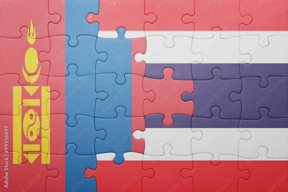 puzzle with the national flag of mongolia and thailand puzzle with the national flag of mongolia and thailand