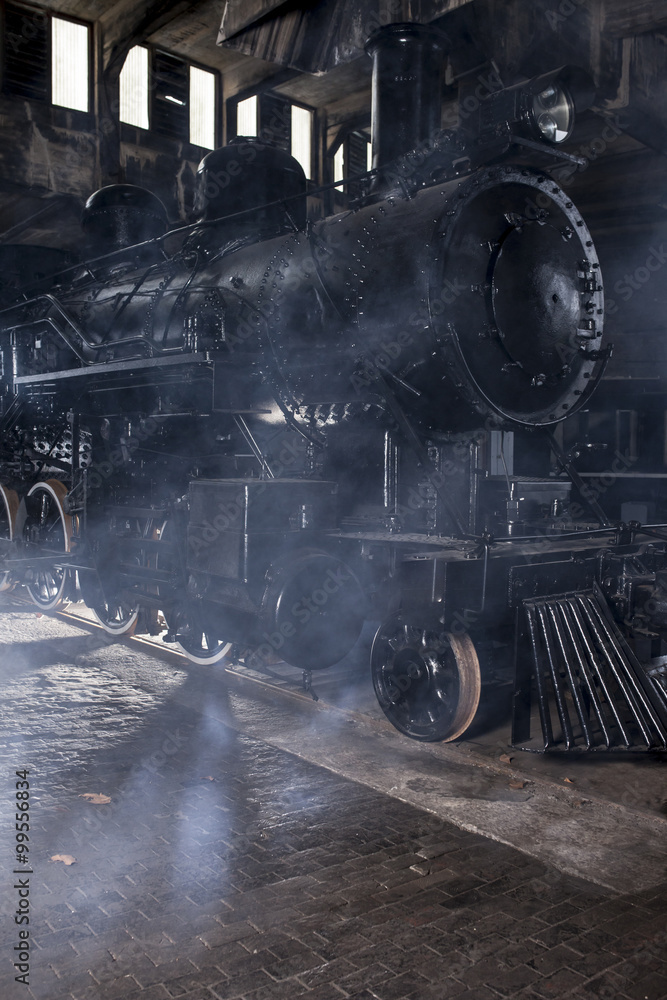 Obraz premium Steam locomotive in the station