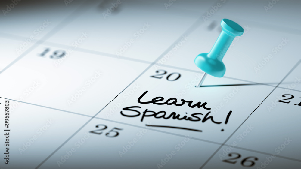 Concept image of a Calendar with a blue push pin. Closeup shot o Concept image of a Calendar with a blue push pin. Closeup shot o
