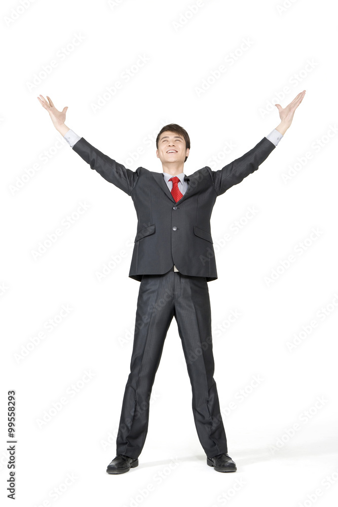 Young businessman with his arms extended Young businessman with his arms extended