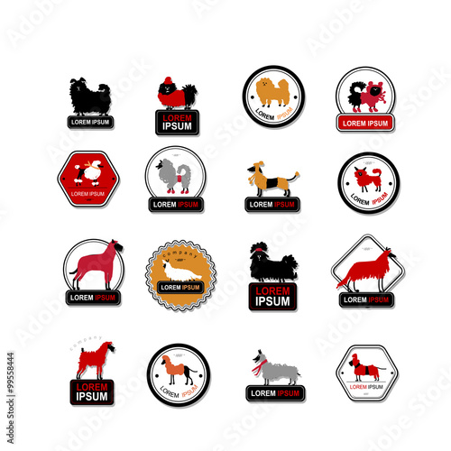 Set of labels with dogs for your design