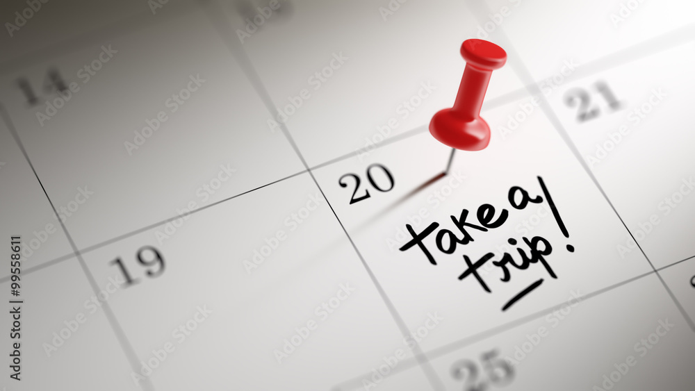 Concept image of a Calendar with a red push pin. Closeup shot of Concept image of a Calendar with a red push pin. Closeup shot of