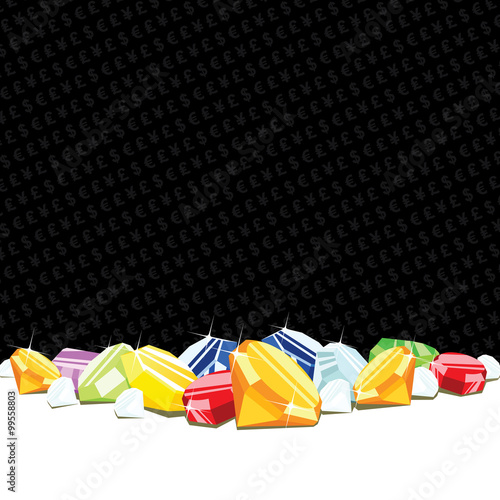 Gemstones and diamonds gambling background