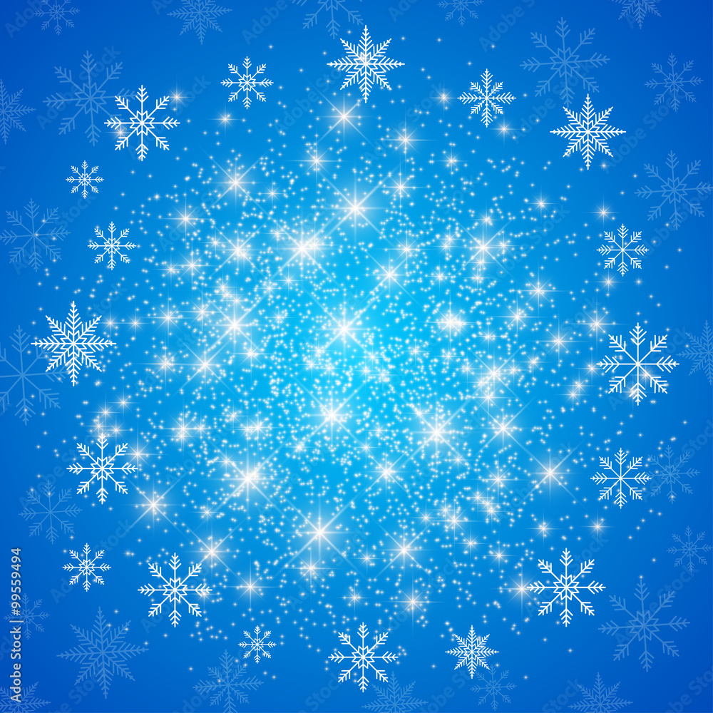 Happy New Year Card . Blue background with golden snowflakes. Vector illustration Happy New Year Card . Blue background with golden snowflakes. Vector illustration